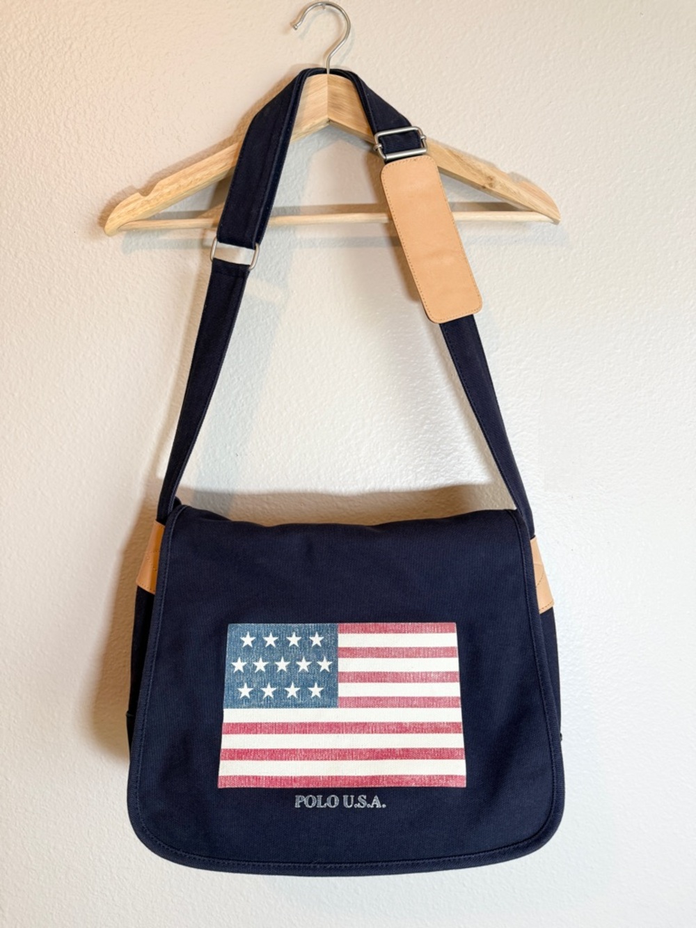 Polo Sport Ralph Lauren Vintage Y2K American Flag Messenger Crossbody Bag